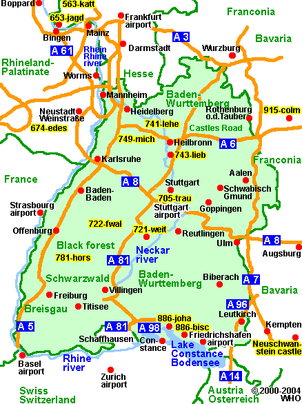 Road map Baden-Wurttemberg 438-10  2000-2002 WHO